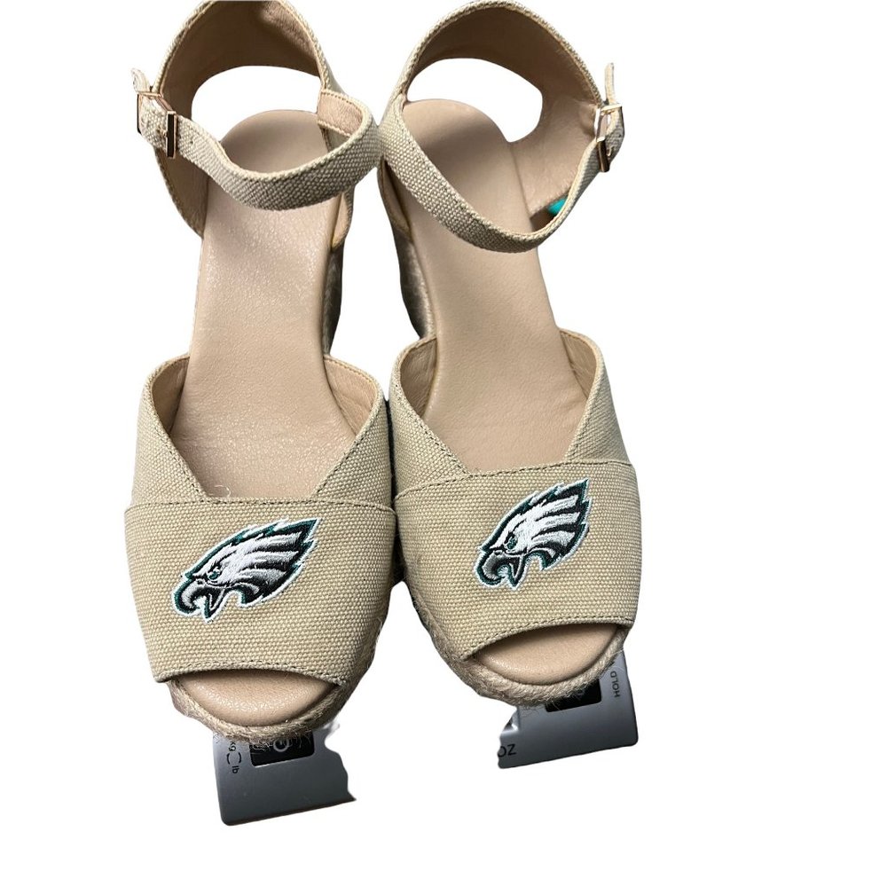 Sandal wedge sandal with Philadelphia eagles team logo